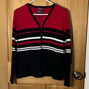 Style & Co. Red and Black Striped Cardigan Set
